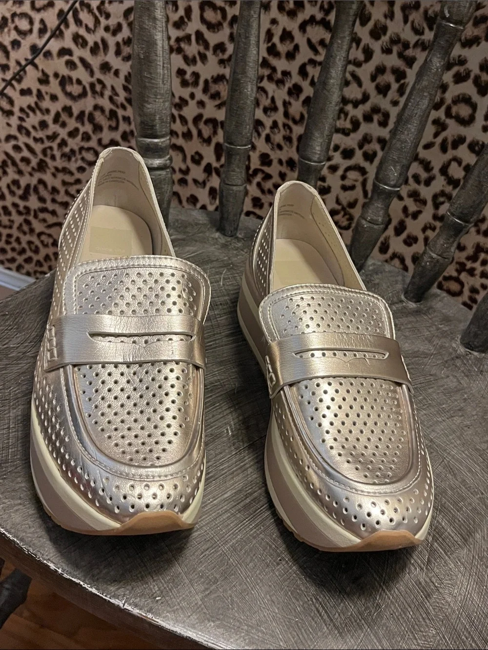 Metallic Gold Platform Loafer for Women